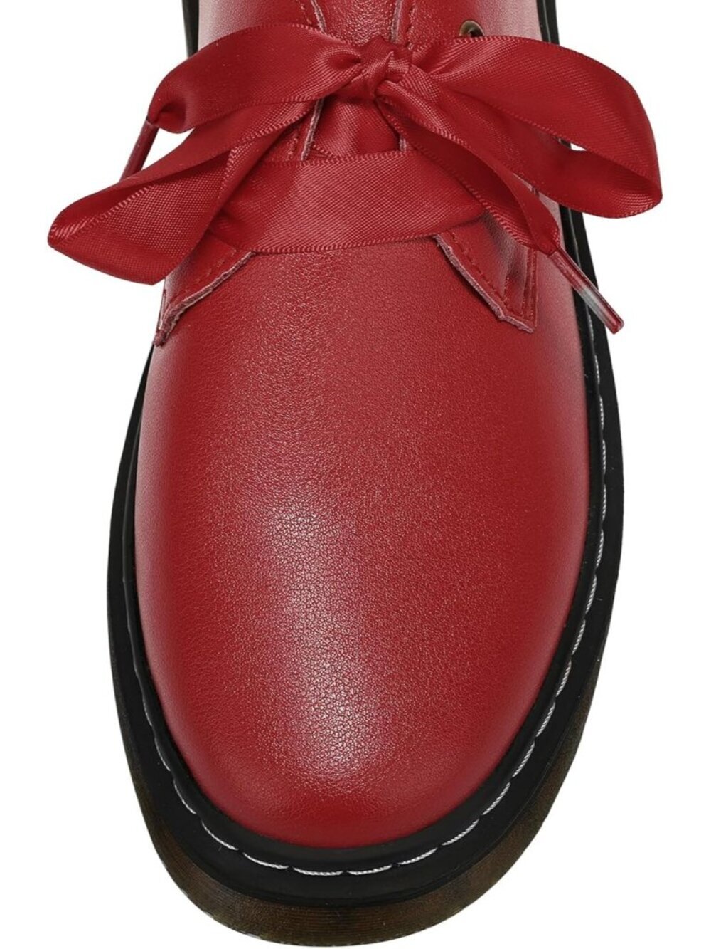Women’s Dark Red Lace-Up Platform Chunky Loafers Office Dress Shoes - Picture 6 of 6